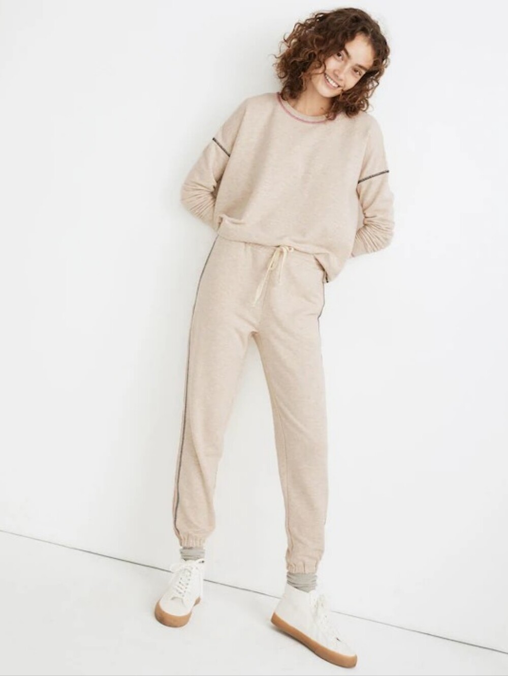 Madewell MWL Superbrushed Contrast-Stitched Easygoing Sweatpants Size XL - Picture 2 of 8